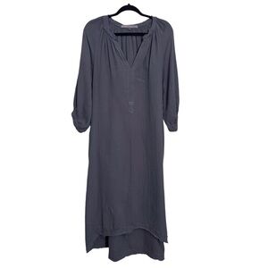 Ocean + Main Medium/Large Gray Cotton Gauze Maxi Dress Boho Beach Long Sleeve